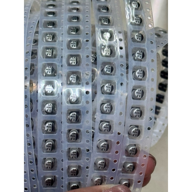 SMD 2.2uf 50V คาปาซิเตอร์ ตัวเก็บประจุ แบบมีขั้ว  ราคา5ชิ้น