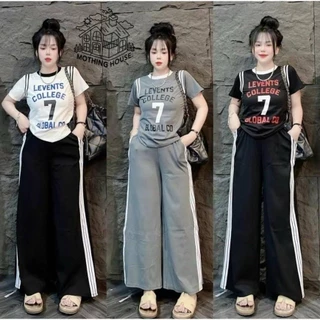 ชุดเซ็ต 2 ชิ้น เสื้อ+กางเกง S283 งานสกรีนลาย กางเกงทรงกระบอก เอวยางยืด มีกระเป๋าข้าง ผ้าหนังไก่ พร้อมส่ง