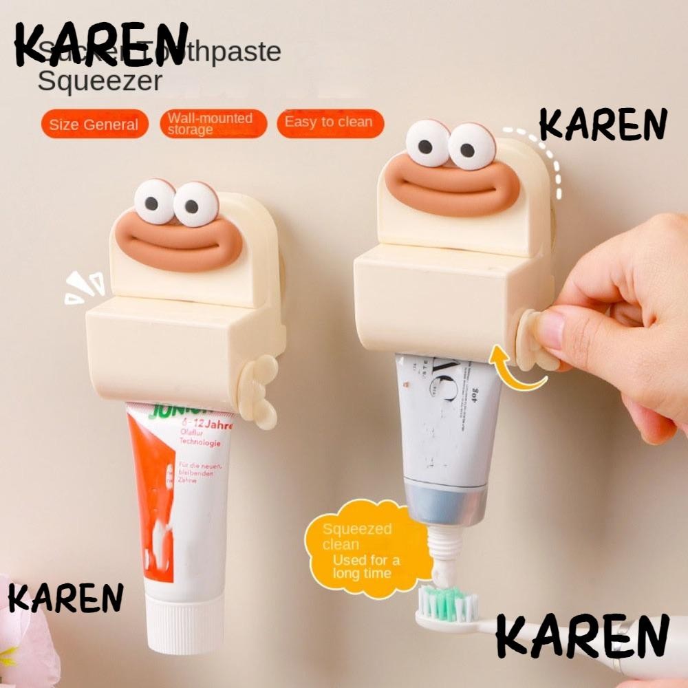 เครื่องบีบยาสีฟัน KAREN ที่ใส่ยาสีฟันแบบไม่มีหมัดแบบแมนนวล เครื่องจ่ายยาสีฟันแบบดูดทนทานในครัวเรือน