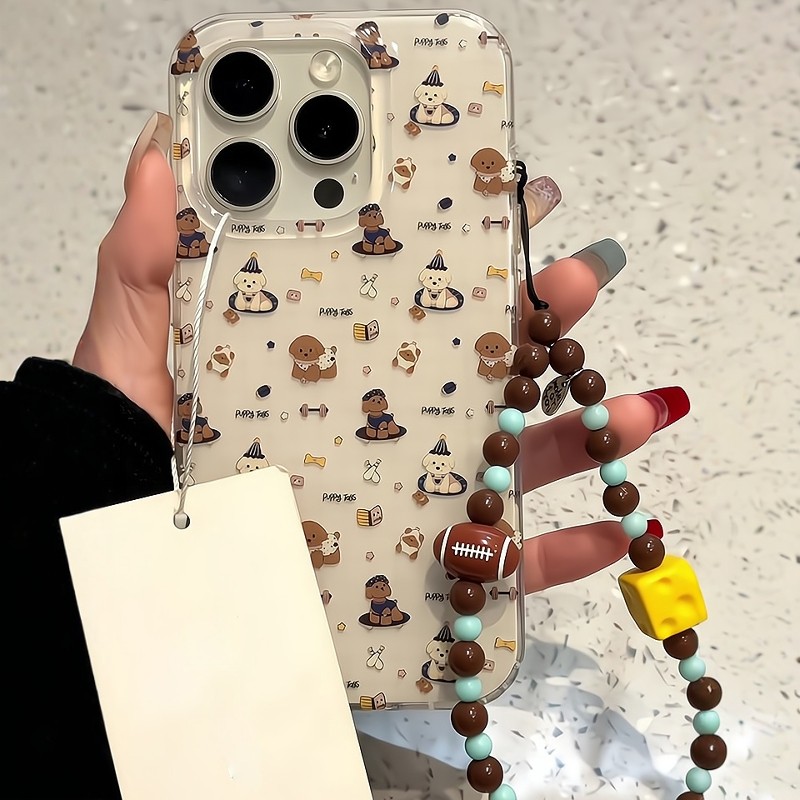 Huiwanju ที่ใช้งานได้ iPhone16promax เคสโทรศัพท์มือถือ 15pro กีฬาลูกสุนัข iphone14 สร้อยข้อมือ 13 น่