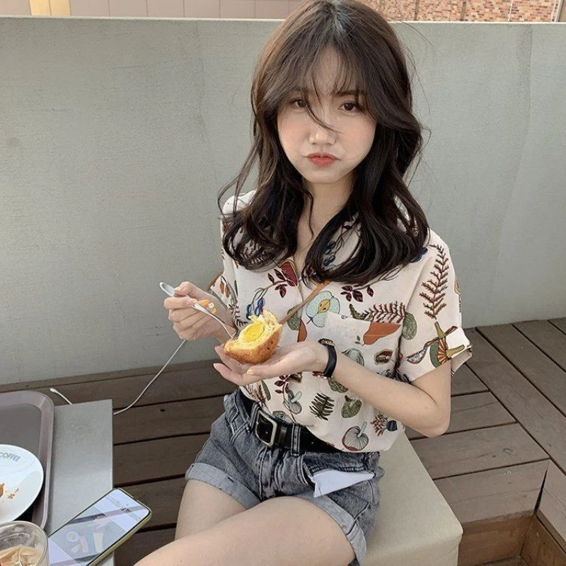 Couture เสื้อเชิ้ตแขนสั้น ผ้าชีฟอง ลายดอกไม้ thumbnail 6