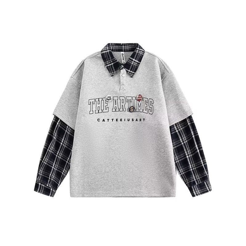 SUIKONE ซุยโคเนะ เสื้อโปโลทรงหลวมสไตล์พิมพ์ลายตัวอักษรสําหรับผู้หญิงสาว