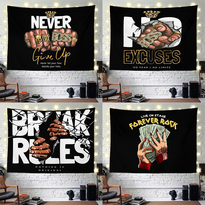 ผ้าพื้นหลังสไตล์อเมริกัน Agirl ทันสมัยฮิปฮอปกราฟฟิตี้ ตกแต่งห้องนอน ห้องนั่งเล่น เตียงนอน ผ้าแขวนผนัง ผ้าทอหอพัก