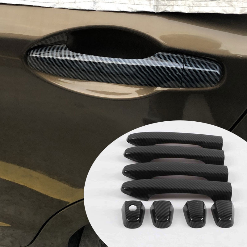 8 ชิ้นคาร์บอนไฟเบอร์ ABS ภายนอกรถประตูแผงกรอบสติกเกอร์ Trim จัดแต่งทรงผมสําหรับ Honda CRV CR-V G4 20