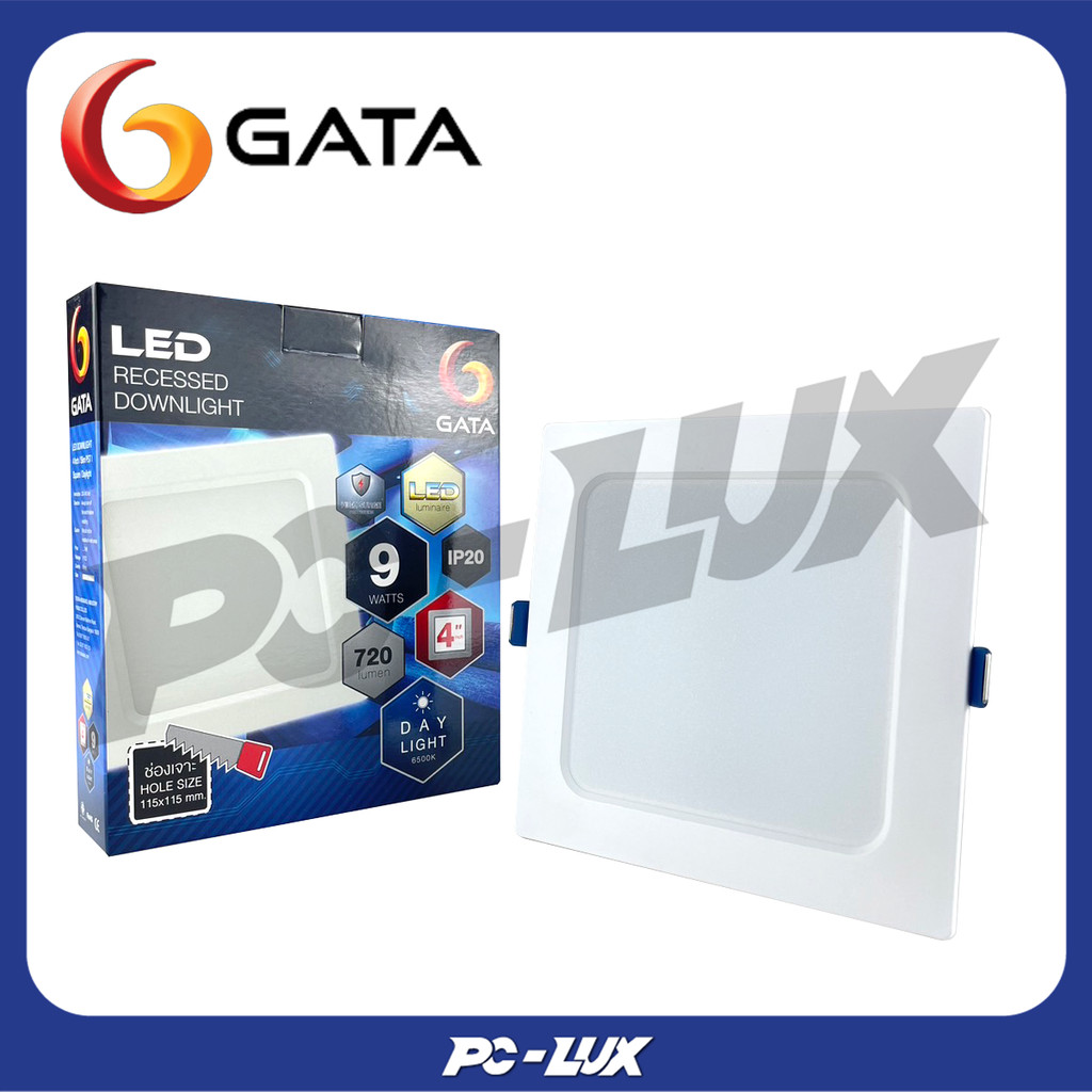 GATA โคมดาวน์ไลท์แบบฝังฝ้าแบบเหลี่ยม LED Recessed Downlight 9 วัตต์ ขนาด 4 นิ้ว รุ่น SLIM PST I สี D