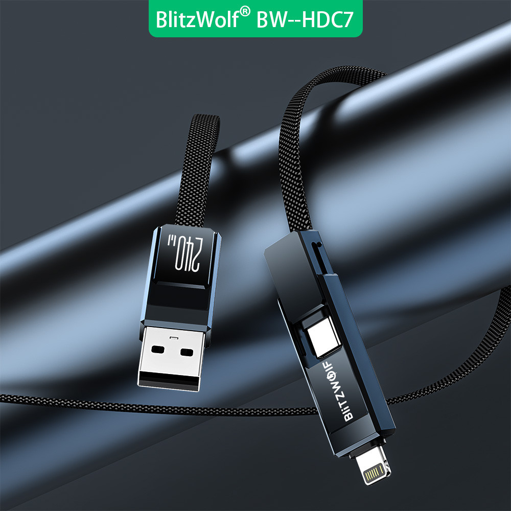 Blitzwolf® Bw-hdc7 4-in-1 Fast สายชาร์จ PD240W 1.2M USB-C Data Cable Nylon Braided Extended Car Char