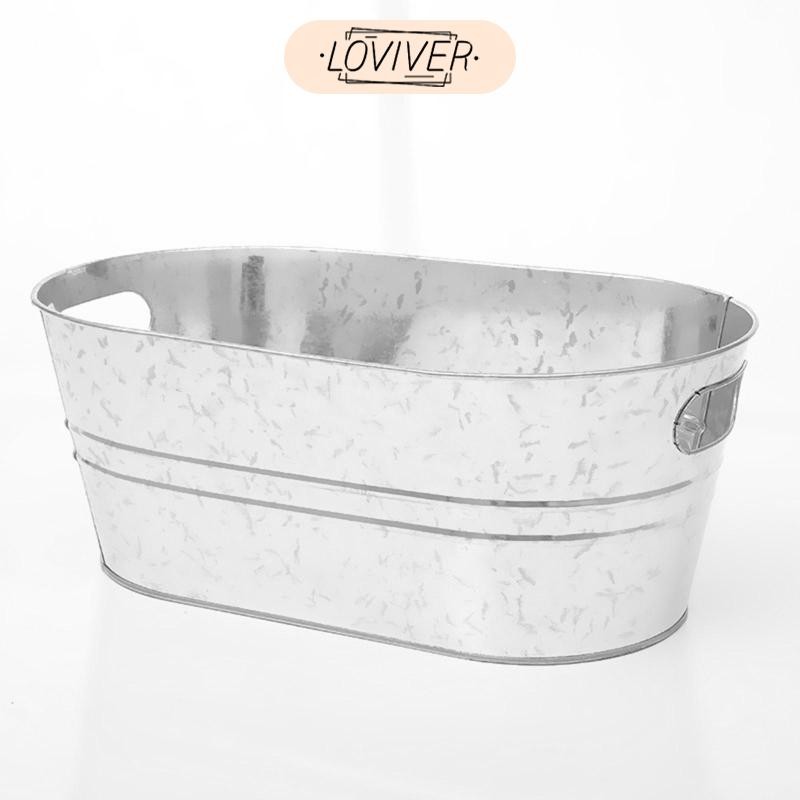 LOVIVER อ่างเครื่องดื่มชุบสังกะสีถังชุบสังกะสีเบียร์แชมเปญระบายความร้อนอ่างรูปไข่ทําจากโลหะเหล็กชุบสังกะสีสําหรับระบายความร้อนเบียร์