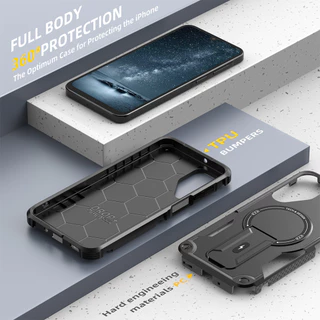 Lenuo พับขาตั้งวงกลมแม่เหล็กสําหรับ Samsung Galaxy A57 A37 A56 A36 A16 A06 A55 A35 A15 A25 A14 A05S A05 A54 S26 S25 S24 Ultra Plus 5G 4G ซัมซุง Case ปลอก Hard PC + TPU กันกระแทกปกหลัง