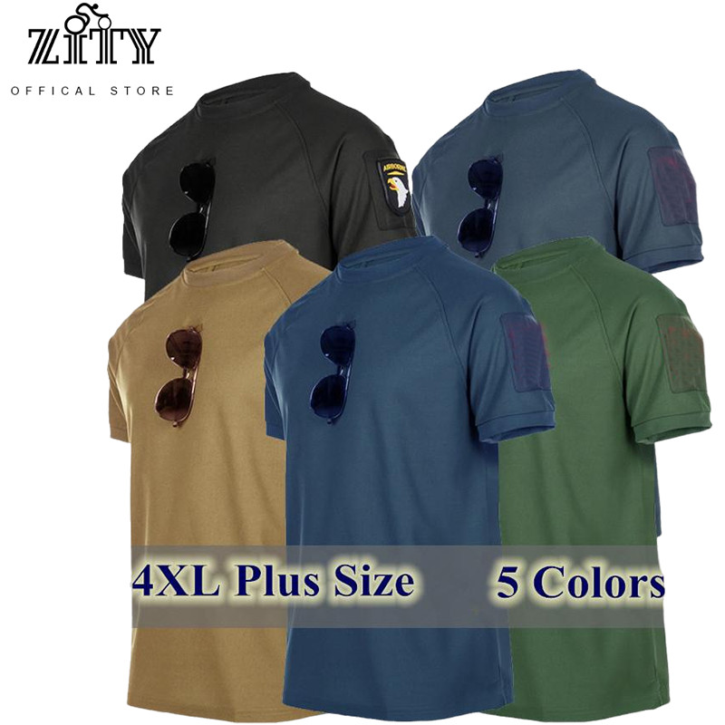 ZITY เสื้อโปโล สไตล์ยุทธวิธี แนวเทคติคอล ไซส์ S-4Xl เสื้อยืดแขนสั้น คอกลม แบบแห้งเร็ว พลัสไซซ์ มี 5 สี