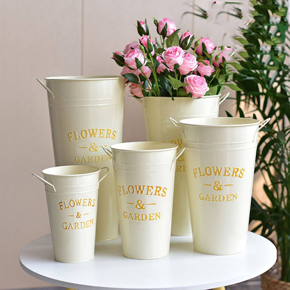 ถังสังกะสีทรงสูง ใช้ใส่ช่อไม้ประดิษฐ์ ประดับตกแต่ง งานวินเทจ สวย น่ารัก