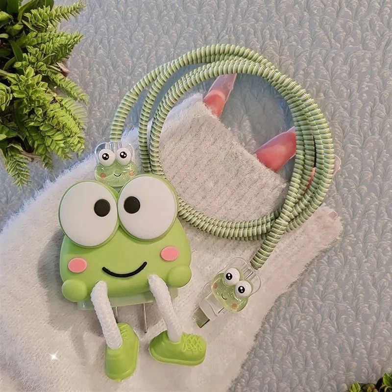 กบน่ารัก XIAOMI charger Protector สําหรับ 33W 67W 90W 120W ฝาครอบสายชาร์จสาย organizer Type C Android charger case
