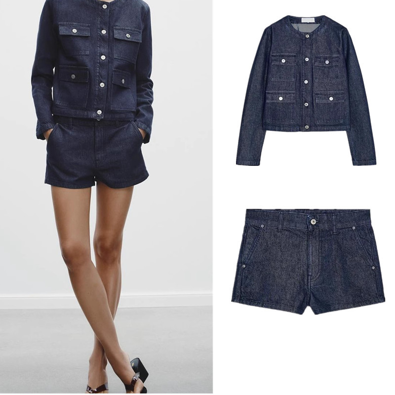 กางเกงขาสั้น Za Denim6929001 กระเป๋าแจ็คเก็ตยีนส์แขนยาว6929073
