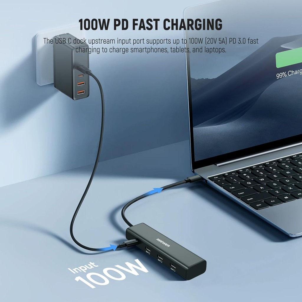 Neewer PS020E 4 In 1 USB C Hub 3.1 Gen2 100W PD พร้อมอะแดปเตอร์รองเท้าเย็น