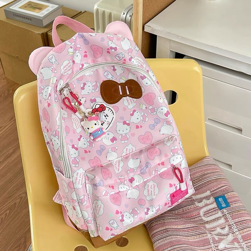 กระเป๋านักเรียนประถมhello kitty การ์ตูนน่ารักกระเป๋าสะพายหลัง นักเรียน