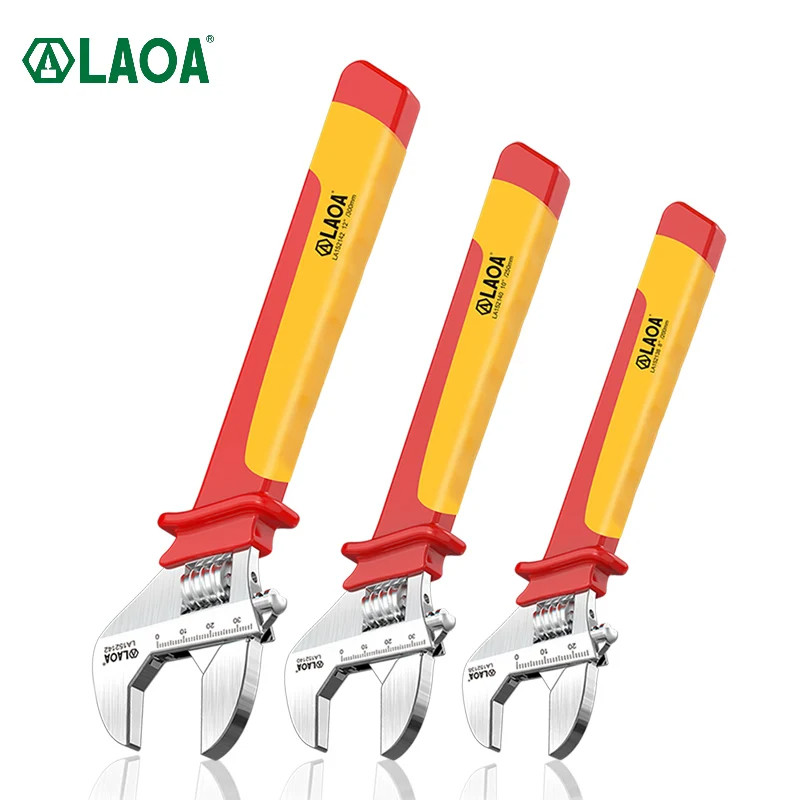 Laoa VDE ประแจปรับฉนวน 6/8/10/12 นิ้ว 1000V Universal Spanner เครื่องมือช่างไฟฟ้า