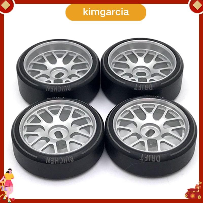 kimgarcia 4 ชิ้นขอบล้อโลหะพลาสติกแข็ง Drift ยาง Tyres สําหรับ  284131 K969 K989 P929 Mini-Z 1/28 RC 