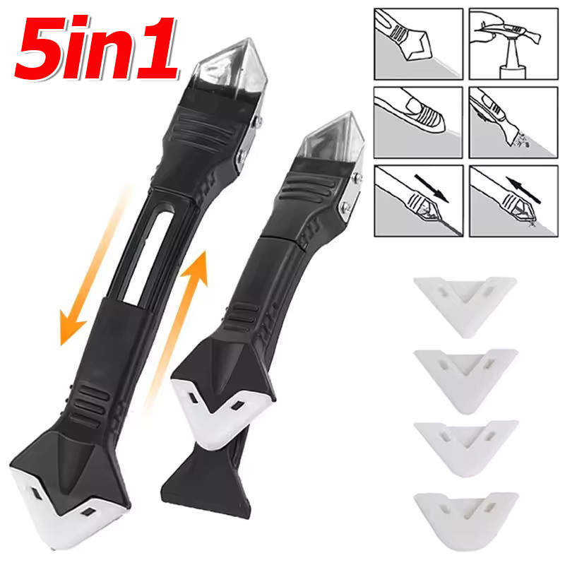 5 in 1 ไม้พายซิลิโคน / ชุดขูดยาแนวมัลติฟังก์ชั่น / มุมกาว Beauty Crack Trowel เครื่องมือ