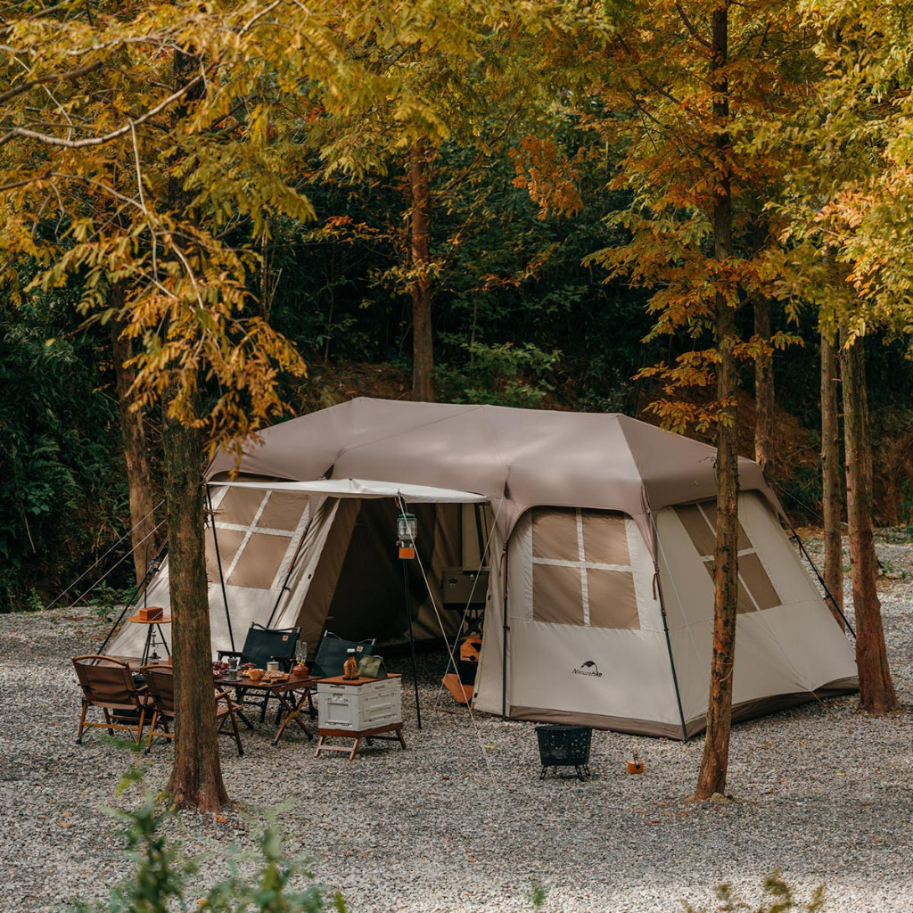 Naturehike Village17 เต็นท์อัตโนมัติตั้งแคมป์กลางแจ้งตั้งแคมป์สองห้องหนึ่งห้องโถงเต็นท์หลังคาพื้นที่