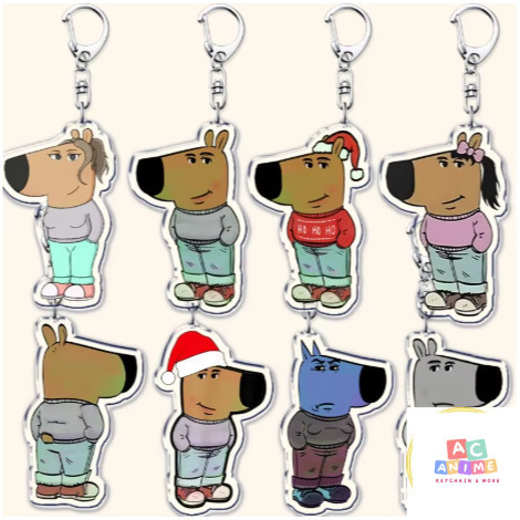 ตลก Just A Chill Guy Girls Dog Meme พวงกุญแจ