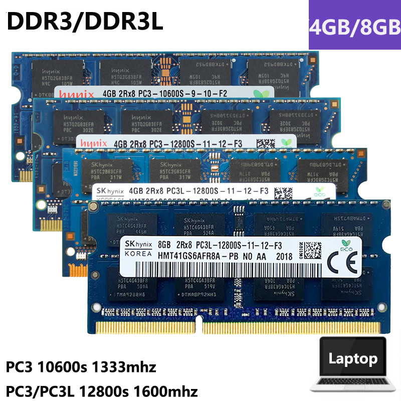 8gb DDR3L/DDR3 PC3L(1.35v)/PC3(1.5v) 10600s 12800s 1333MHz 1600MHz 4GB หน่วยความจําแล็ปท็อปโน้ตบุ๊ค 