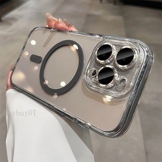 เคสโทรศัพท์แม่เหล็กโปร่งใสคริสตัลไทเทเนียมใหม่เหมาะสําหรับ IPhone 16 Pro Max 13 14 15 Pro Max Plus พร้อมการป้องกันกล้อง