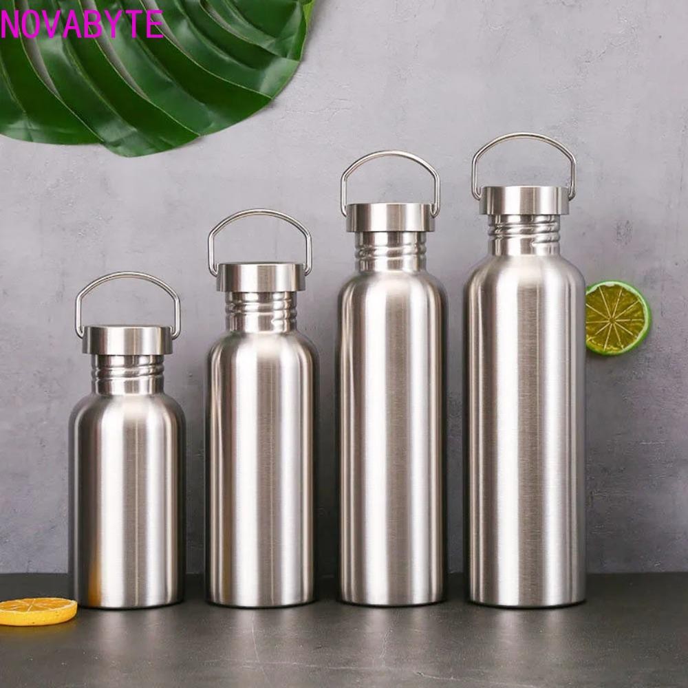 Novabyte ขวดน้ําขี่จักรยาน, Anti-fall 1000ml/750ml/500ml/350ml สแตนเลสสตีลขวดจักรยาน,แบบพกพาทนทานชั้นเดียวพร้อมที่จับ Drinkware Gym