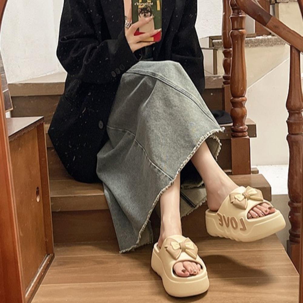 Kodice Flats สไลด์รองเท้าแตะ, Anti Slip หนา Soled Flip Flops รองเท้าแตะ,นุ่ม Bowknot Candy สี Beachwear รองเท้าแพลตฟอร์มรองเท้าแตะผู้หญิงหญิง
