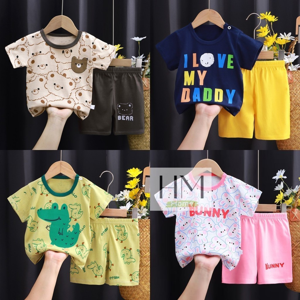 เสื้อผ้าเด็ก ชุดลำลองเด็ก เซทเสื้อ+กางเกงขาสั้น เซท 2 ชิ้น  ใส่ได้ทั้งเด็กผู้ชายผู้หญิง