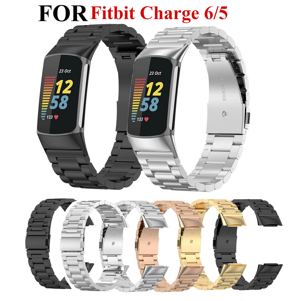 สายสแตนเลสสําหรับ Fit Bit Charge 5 6 ห่วงโลหะสมาร์ทสายรัดข้อมือเปลี่ยนสร้อยข้อมือ Correa สําหรับ Fitbit Charge 6 5