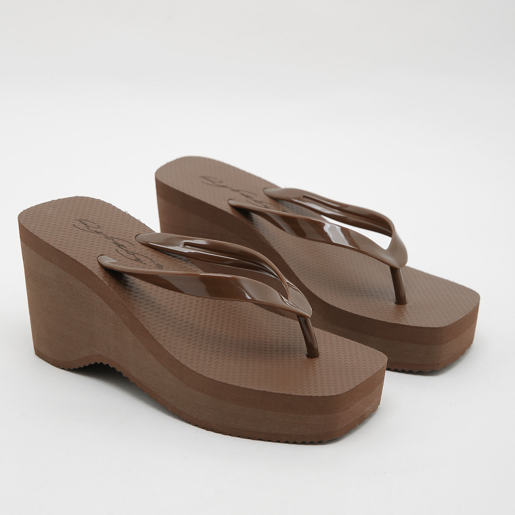 หนา soled Flip-Flops ผู้หญิงฤดูร้อนสแควร์ Toe 8 ซม.แฟชั่น Flip-Flops สวมใส่ด้านนอก Anti @