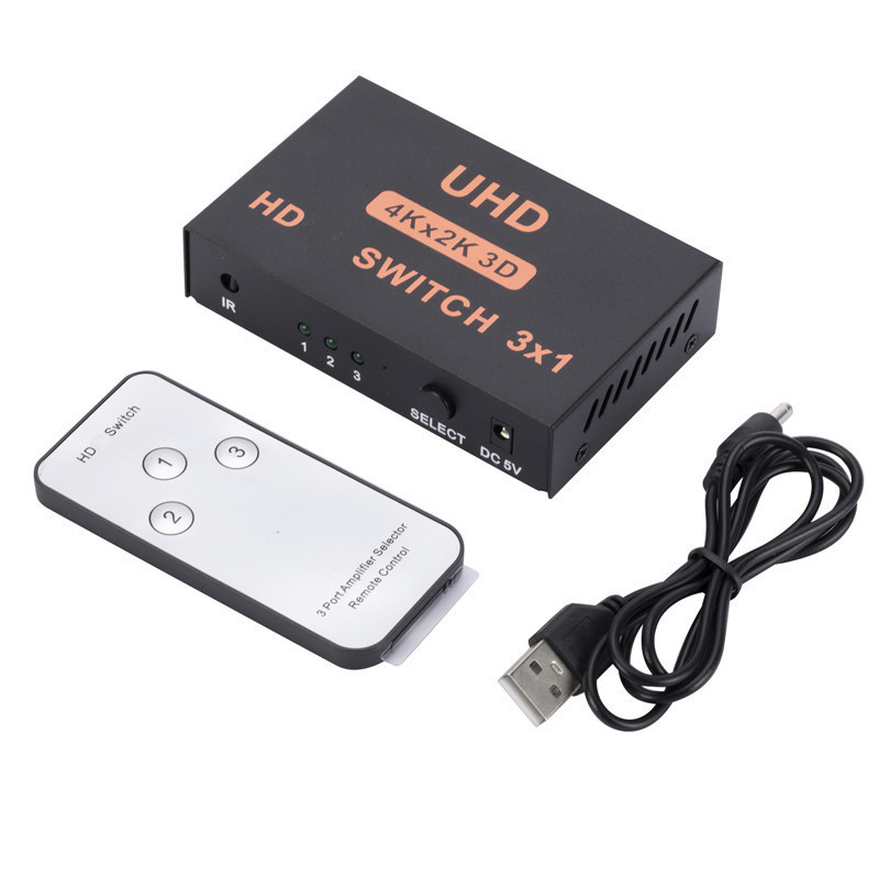 3x1 4K Full HD ตัวเลือกสวิทช์ 3 ใน 1 ออก Video Converter พร้อม IR Remote สําหรับ PC Monitor HDTV Xbo