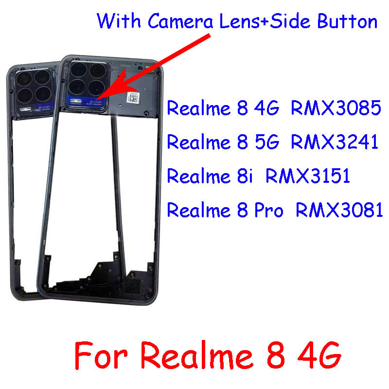 กรอบกลาง พร้อมเลนส์กล้อง และปุ่มด้านข้าง คุณภาพดี สําหรับ Oppo Realme 8 4G 5G Realme 8 Pro Realme 8i