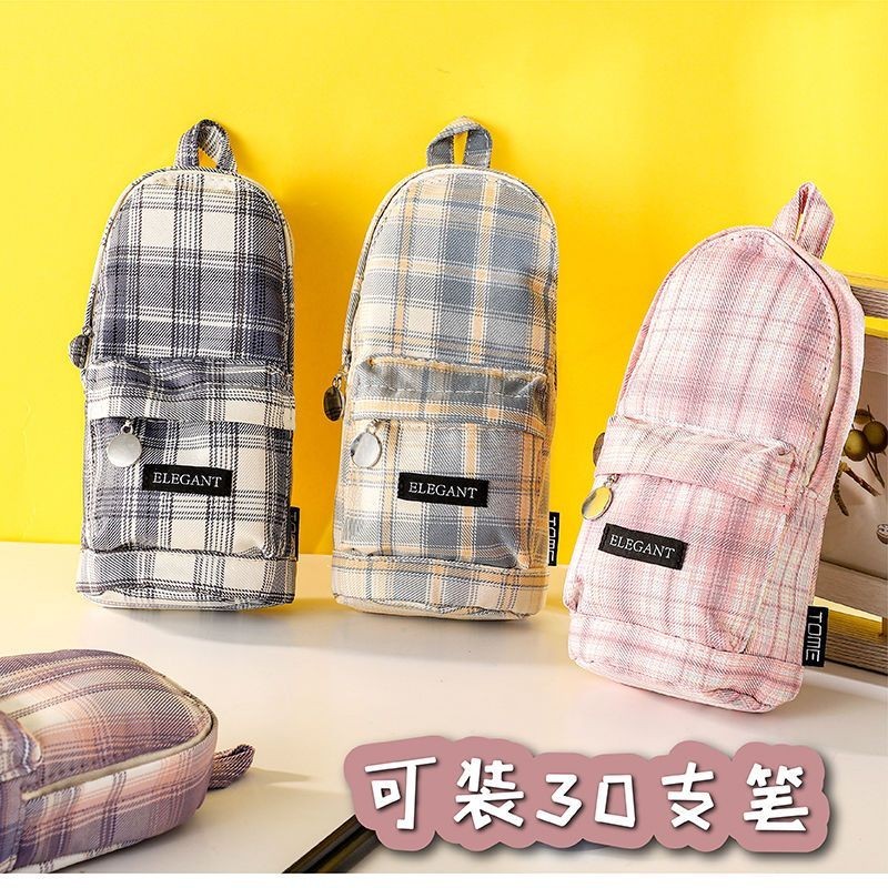 New Product#TOME/Tumi JKSchoolbag Pencil Case Female SimpleinsJapanese StylejkStyle Plaid Pencil Case Internet Celebrity Stationery Bag4wu