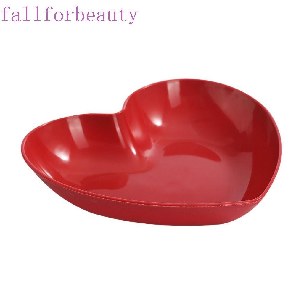 Fallforbeauty จานพลาสติก รูปหัวใจ สีแดง ใช้ซ้ําได้ น้ําหนักเบา สร้างสรรค์ สําหรับใส่ผลไม้ 5 10 ชิ้น