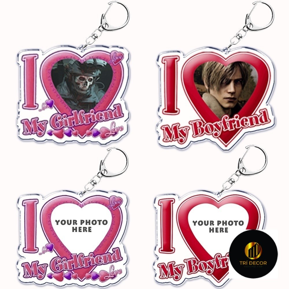 I Love My Boyfriend Girlfriend Heart พวงกุญแจอะคริลิคพวงกุญแจคู่สําหรับจี้กระเป๋า