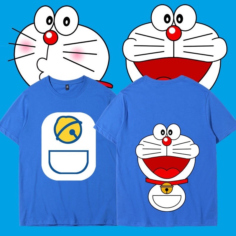 T-shirt Doraemon เสื้อยืดลายการ์ตูนญี่ปุ่นแขนสั้น 2020 ฤดูใบไม้ผลิและฤดูร้อนใหม่ผ้าฝ้ายหลวม Doraemon กระเป๋าครึ่งแขนS-5