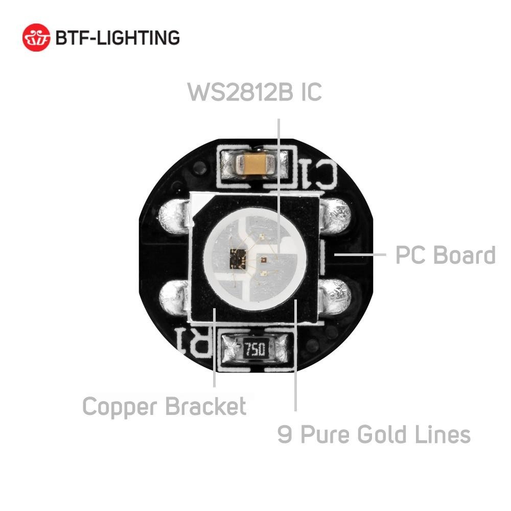 ชิป LED 5V WS2812B พร้อมบอร์ดฮีทซิงค์ WS2811 IC 5050 SMD RGB LED 10x3 มม. PCB สีดํา สีขาว 10 ชิ้น 100 ชิ้น