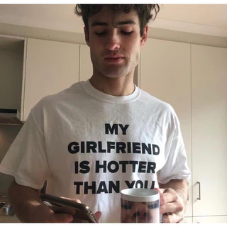 （จัดส่งตลอด 24 ชั่วโมง）Angle Official  MY GIRLFRIEND BOYFRIEND IS HOTTER THAN YOU เสื้อคู่ ของขวัญให้แฟน เสื้อสายฝอ
