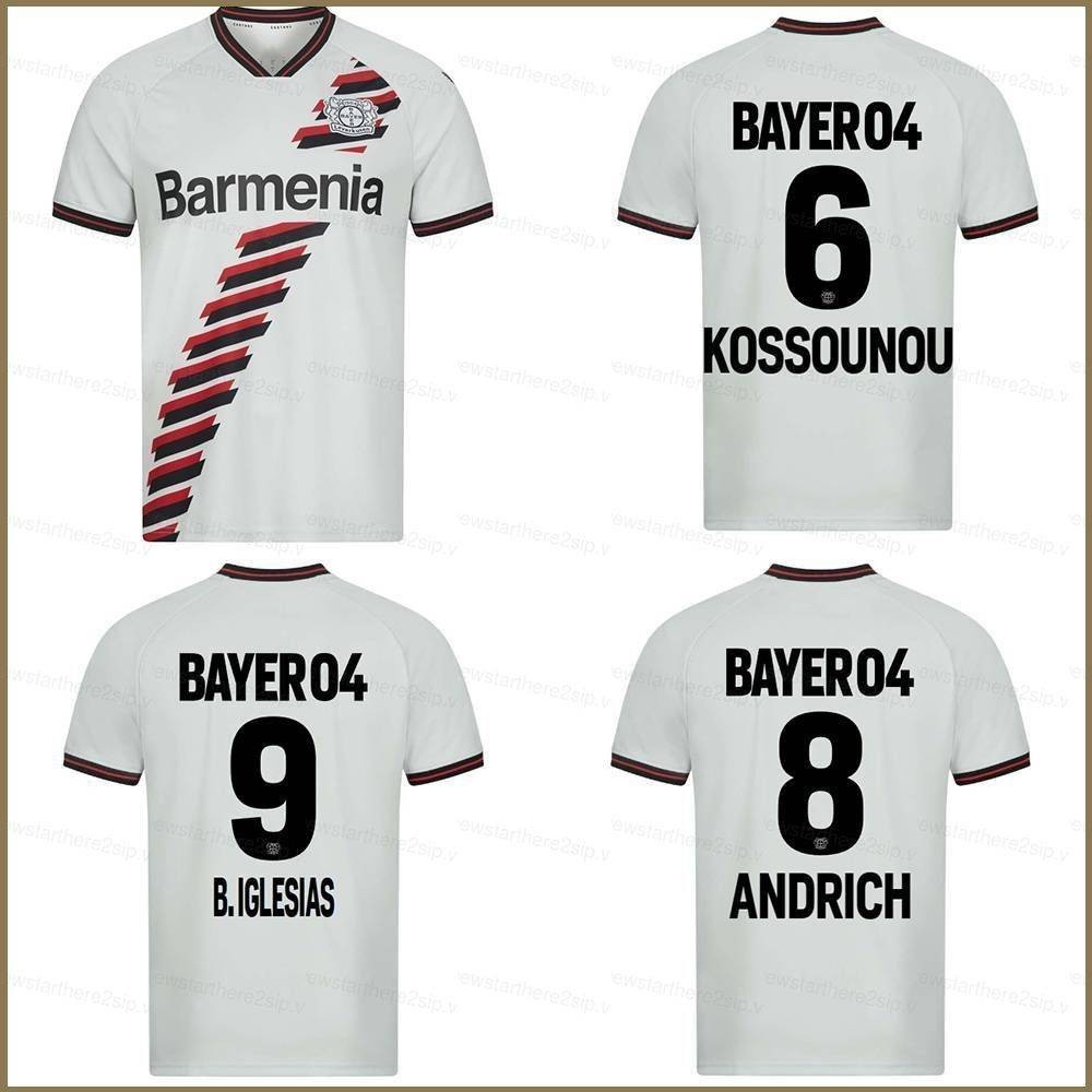 Qy 2023-2024 Bundesliga Bayer 04 Leverkusen Kossounou Andrich Biglesias away jersey เสื้อยืด พลัสไซซ์ สําหรับเด็ก และผู้ใหญ่