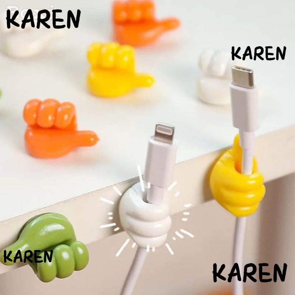 Karen คลิปตะขอซิลิโคน แบบติดผนัง มีกาวในตัว อเนกประสงค์ สําหรับจัดเก็บสายเคเบิ้ล