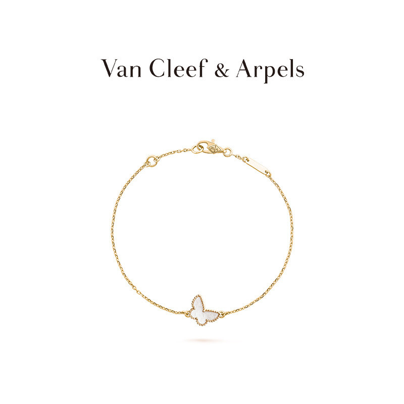 [พร้อมส่ง] Van Cleef &amp; Arpels Vca Sweet Alhambra สร้อยข้อมือ จี้ผีเสื้อ สีเหลือง สีทอง