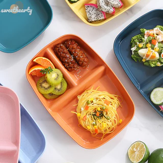 [Sweethearty] ใหม่ จานแบ่งอาหาร 3 ช่อง ใช้ซ้ําได้ ปลอดภัย สําหรับผู้ใหญ่ ไมโครเวฟ