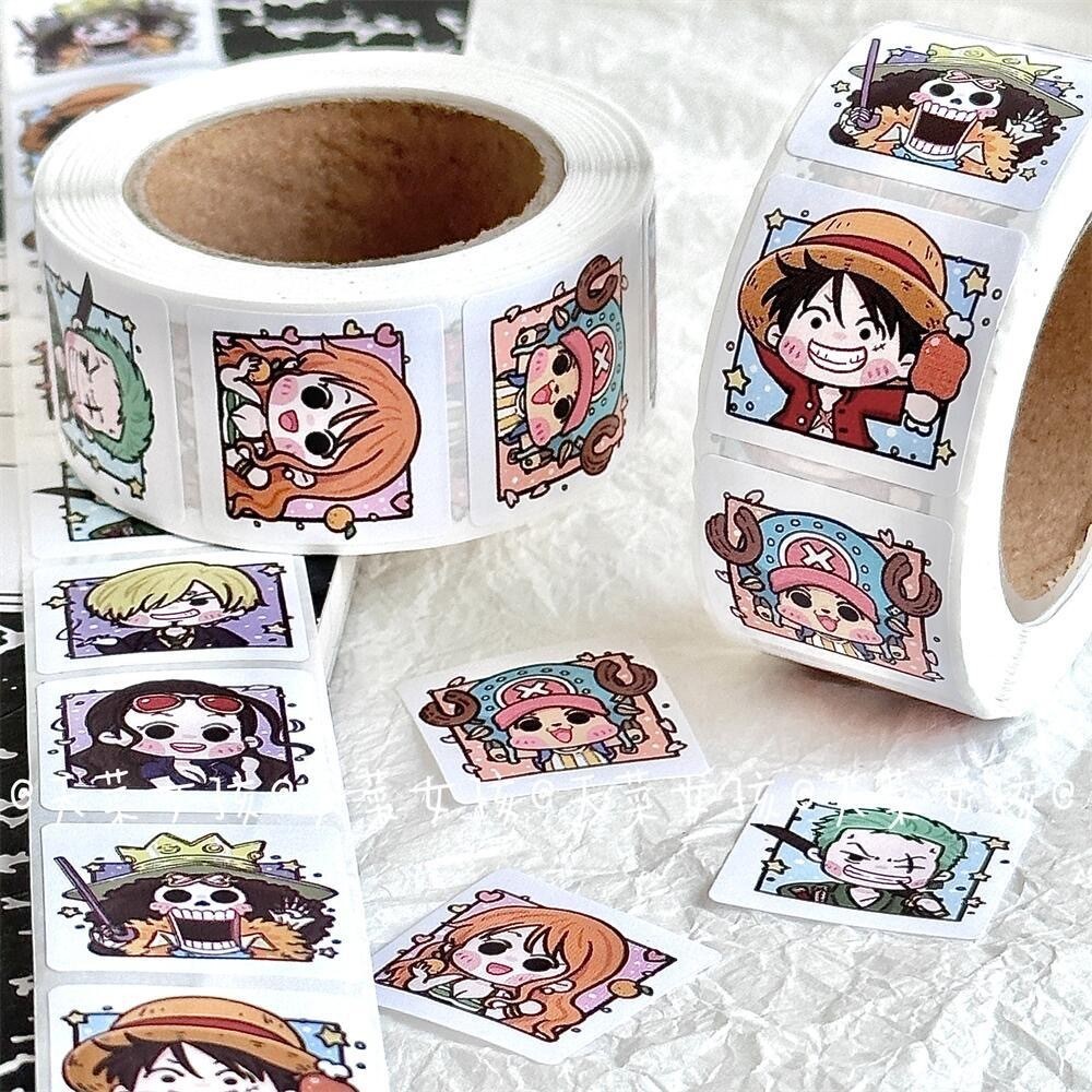 สติกเกอร์เทปซีล ลายการ์ตูนวันพีช สําหรับตกแต่ง 500 ชิ้น ต่อม้วน