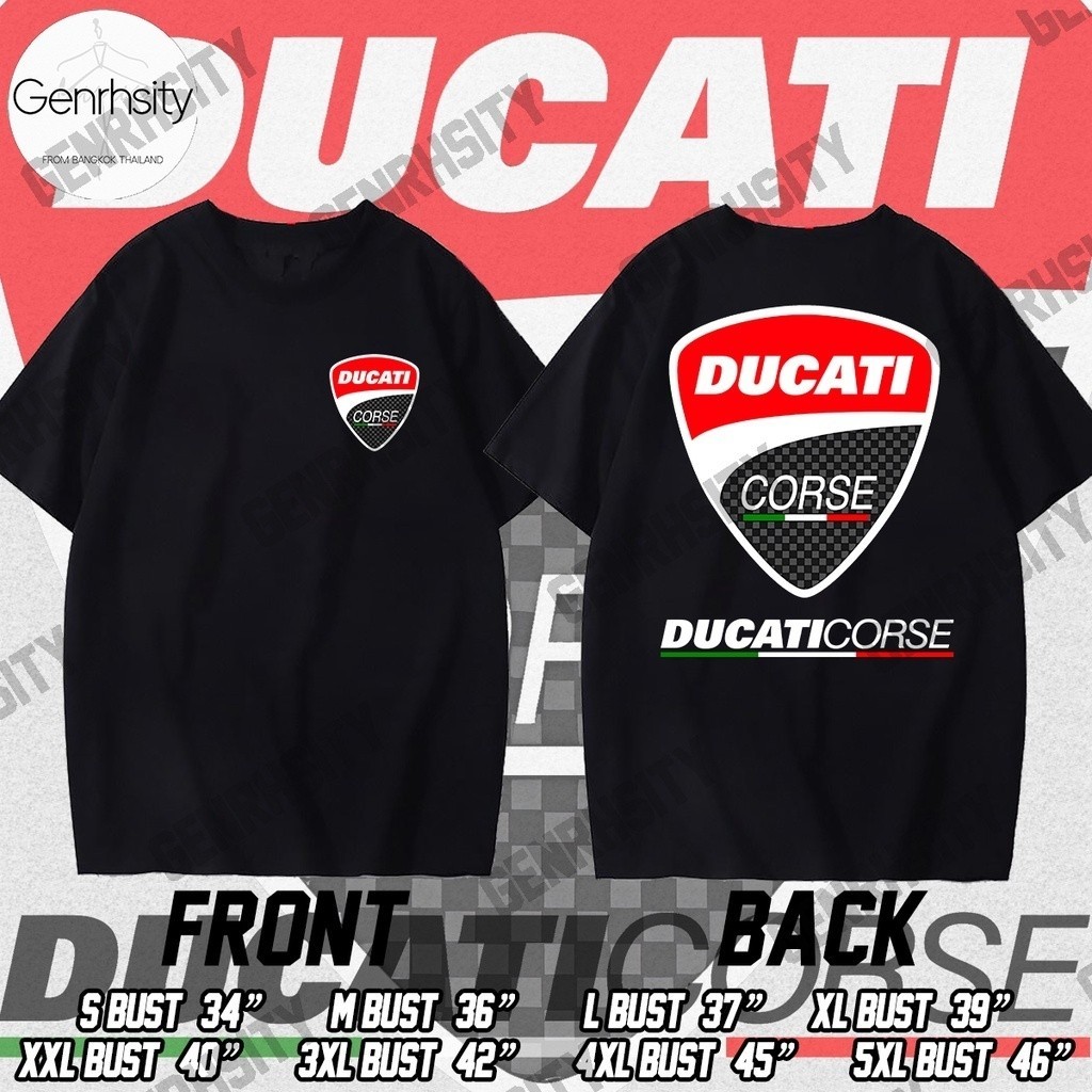 ใหม่ เสื้อยืดผู้ชาย Ducati Graphic T Shirt พิมพ์ลาย เสื้อโอเวอร์ไซส์ White Tee Cotton พร้อมส่ง