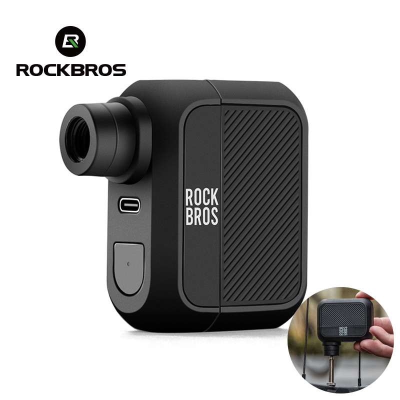 【TH Delivery】ROCKBROS ที่สูบลมไฟฟ้าพกพา 100PSI ที่สูบลมฉุกเฉินกลางแจ้ง ใช้ได้กับหัวสูบแบบอเมริกัน/ฝรั่งเศส อุปกรณ์เสริมจักรยาน