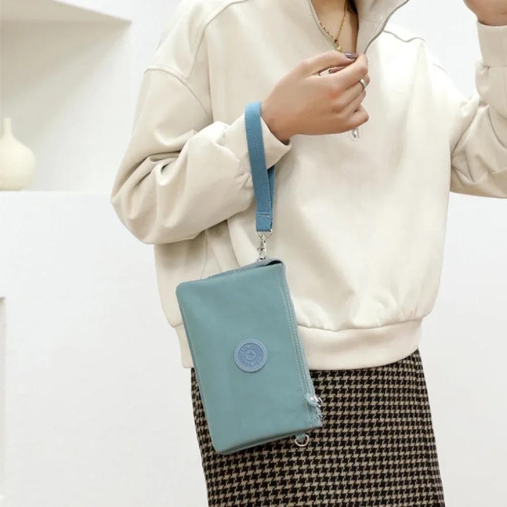 CARAMELO Canvas Wallet กระเป๋าใส่เหรียญหลายชั้นแบบพกพา Simple Large capacity Nylon Money Handbag ID บัตรเครดิต