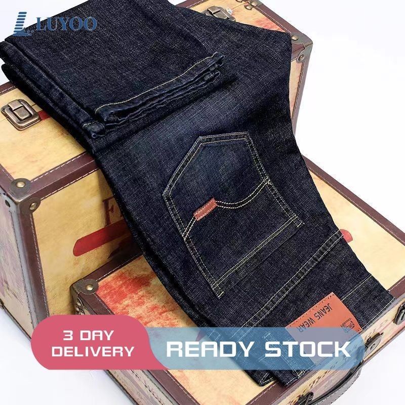 ลูโย ธุรกิจกางเกงยีนส์สําหรับผู้ชายกางเกงยีนส์ทรงตรงแบบใหม่กางเกงไซส์ใหญ่28-40