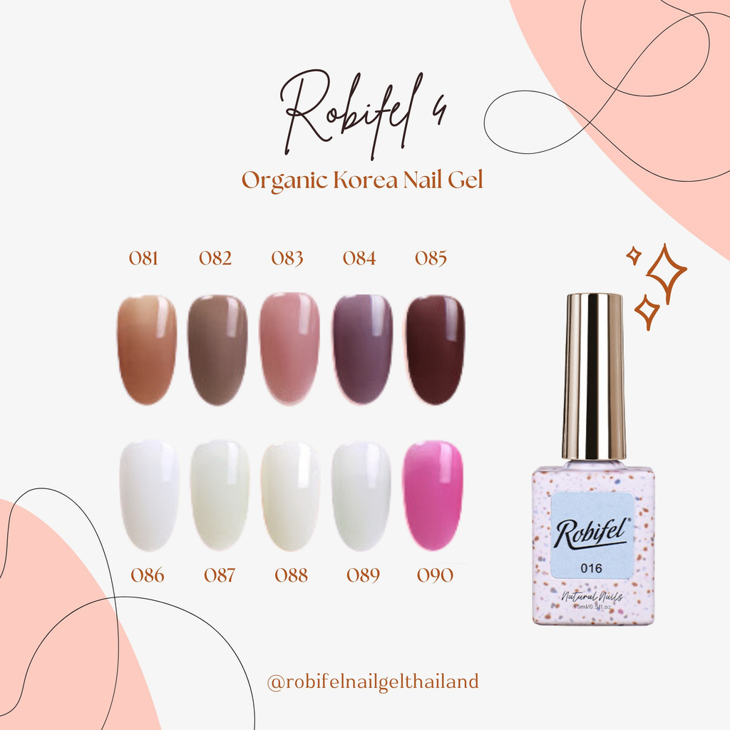 (TPO-Free) สีเจล สีทาเล็บเจล ยาทาเล็บเจล เกาหลี ออแกนิค ROBIFEL 4 เนื้อแน่น เบอร์ 81-90 สีไซรัป ชมพู ขาวกะทิ ฟ้า น้ำตาล