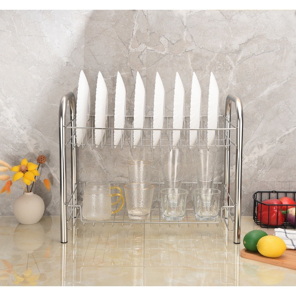 LOCAL789 CLOSE ชั้นคว่ำจานสเตนเลส 2 ชั้น 32x51x41 ซม. CHERTAME-2D สีเงิน ร้านอยู่ในไทย