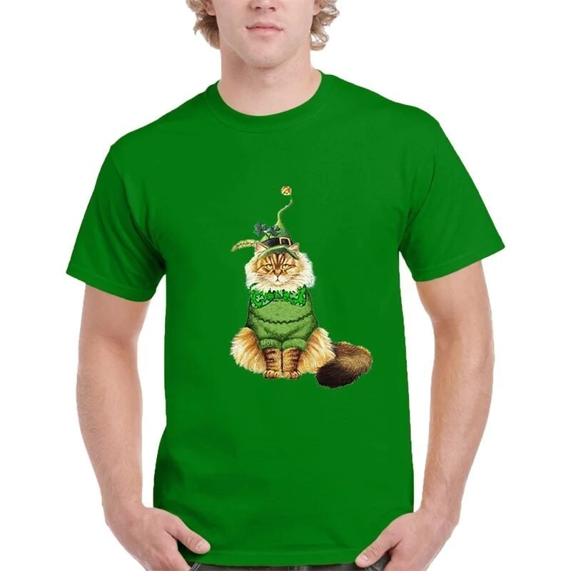 เสื้อเลือกตั้ง Irish St Patrick Day T-Shirt For Men Clothing Green Clover Simplicity T-Shirt